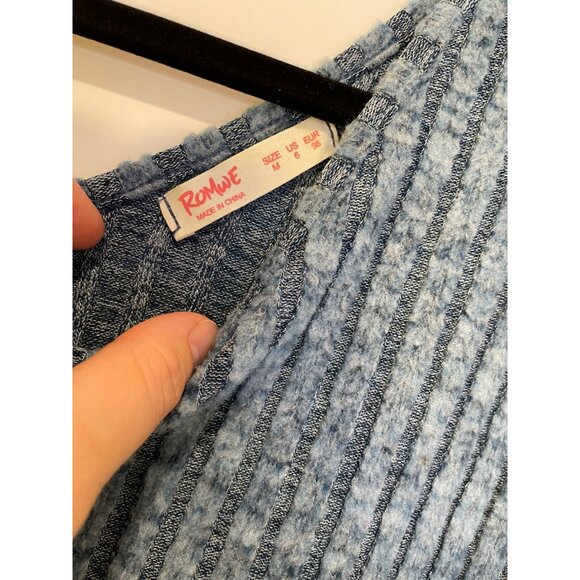 Romwe Womens‎ Ribbed Scoop Neck Pullover Sweater Size M Fitted Preppy 90s Staple - Picture 6 of 9